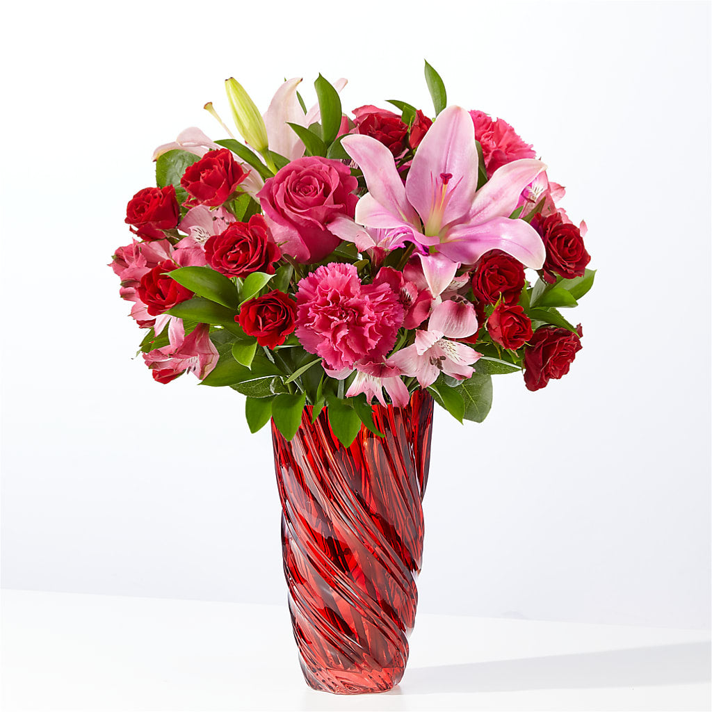 In Love Bouquet with Luxe Swirl Vase – BLOOM FLOWERS & EVENT RENTALS, Corona CA