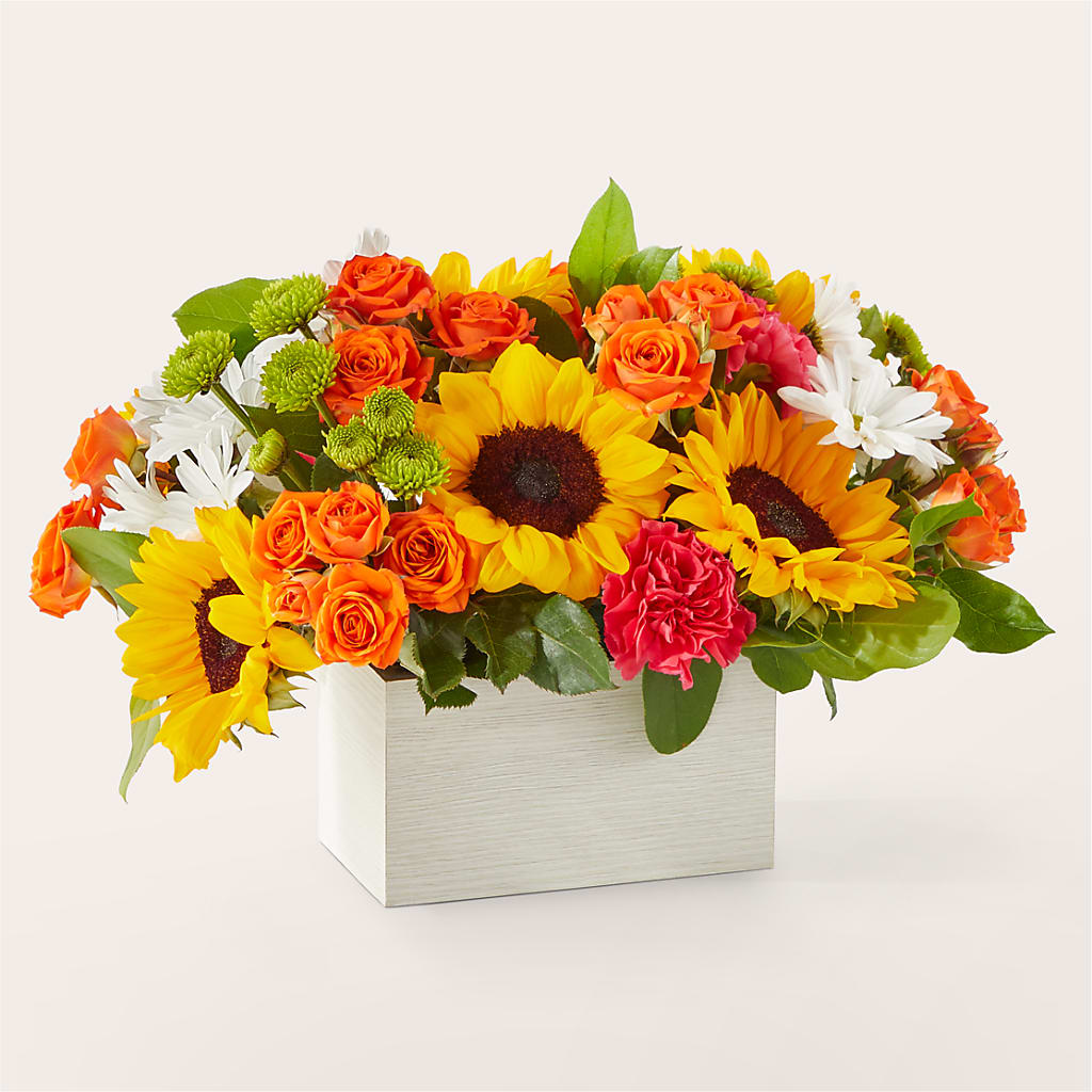 Sun-drenched Blooms Box Bouquet – BLOOM FLOWERS & EVENT RENTALS, Corona CA