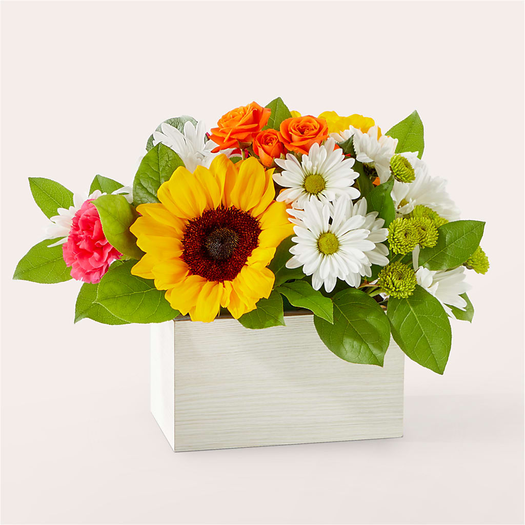 Sun-drenched Blooms Box Bouquet – BLOOM FLOWERS & EVENT RENTALS, Corona CA