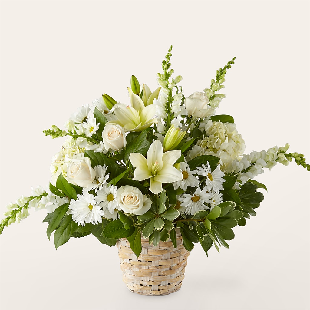 Ivory Elegance Floral Basket – BLOOM FLOWERS & EVENT RENTALS, Corona CA