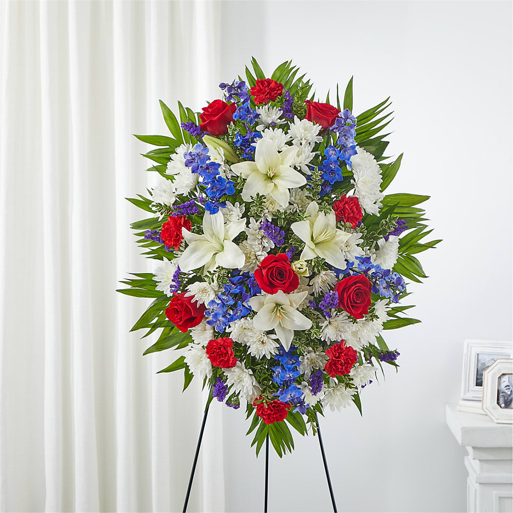 Cherished Service Standing Spray – BLOOM FLOWERS & EVENT RENTALS, Corona CA
