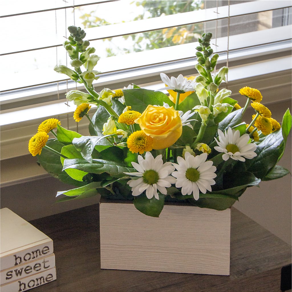 Sun Salutation Box Bouquet – BLOOM FLOWERS & EVENT RENTALS, Corona CA