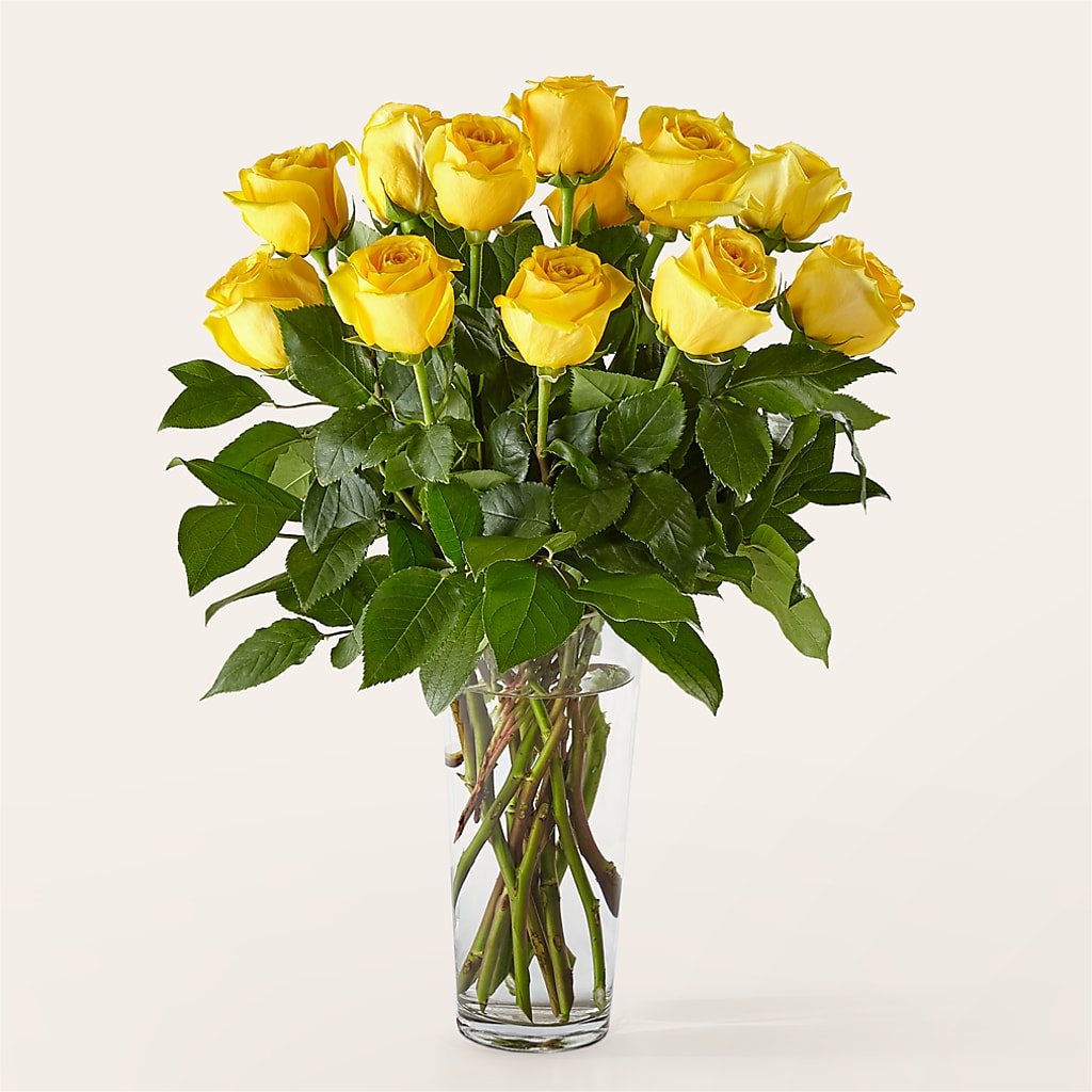 Long Stem Yellow Rose Bouquet – BLOOM FLOWERS & EVENT RENTALS, Corona CA