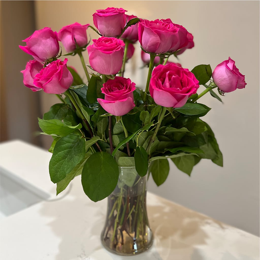 Long Stem Pink Rose Bouquet – BLOOM FLOWERS & EVENT RENTALS, Corona CA