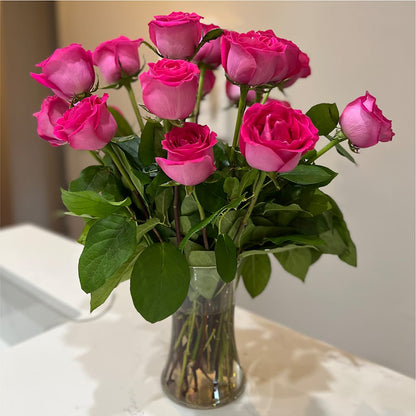 Long Stem Pink Rose Bouquet – BLOOM FLOWERS & EVENT RENTALS, Corona CA