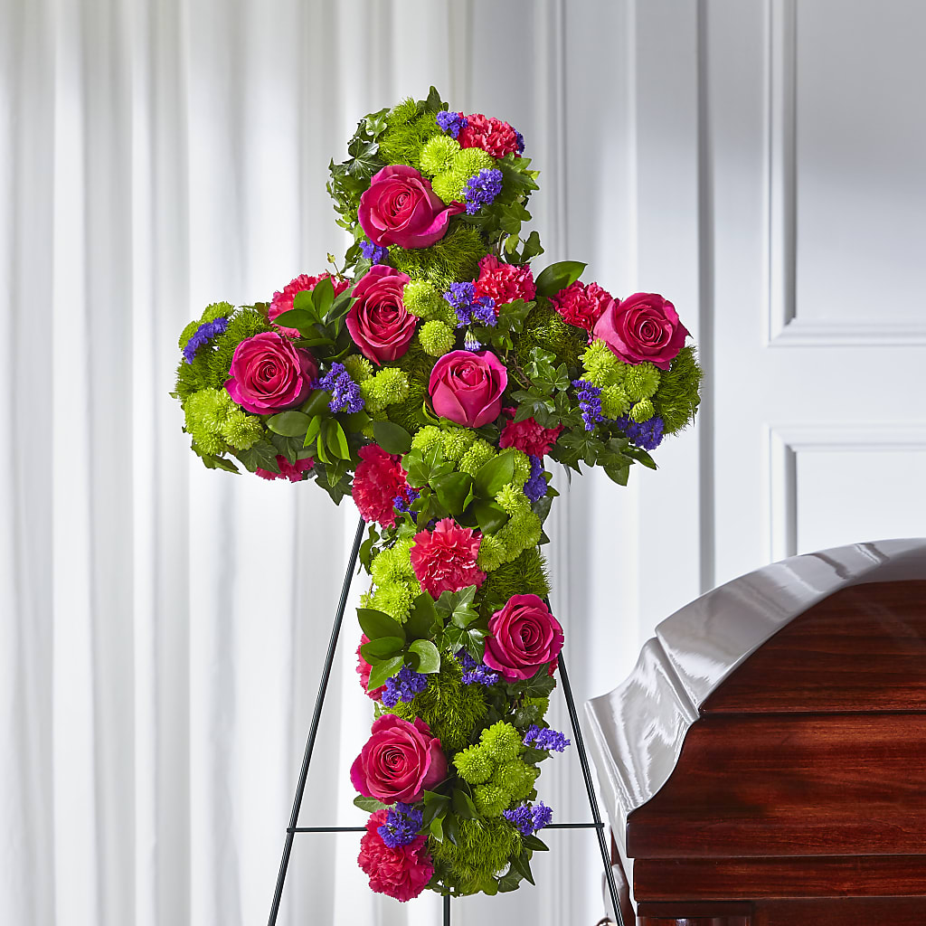Tribute Rose Floral Cross – BLOOM FLOWERS & EVENT RENTALS, Corona CA