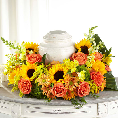 Faithful Sunflower Cremation Adornment – BLOOM FLOWERS & EVENT RENTALS, Corona CA