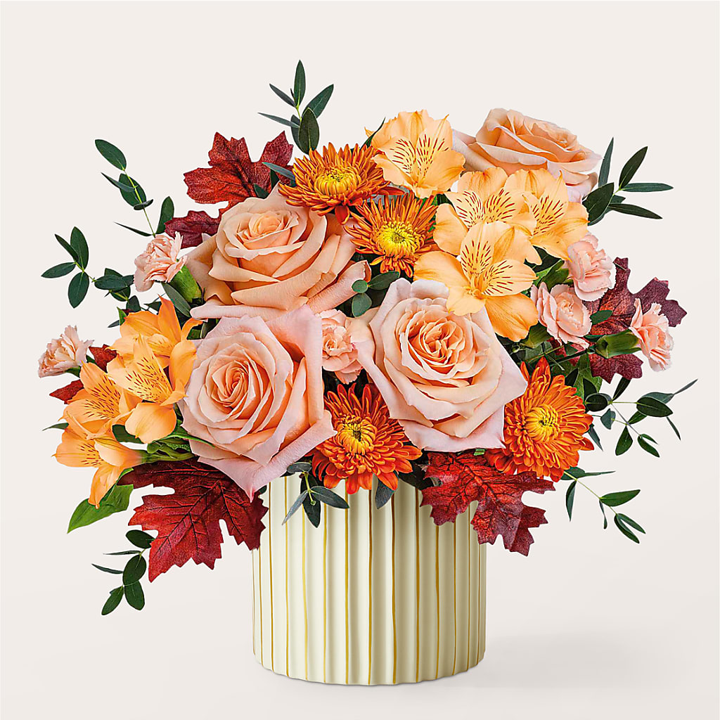 Spiced Latte Bouquet with Ivory Vase – BLOOM FLOWERS & EVENT RENTALS, Corona CA