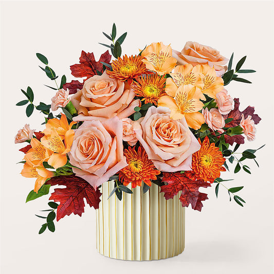 Spiced Latte Bouquet with Ivory Vase – BLOOM FLOWERS & EVENT RENTALS, Corona CA