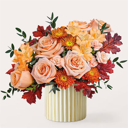Spiced Latte Bouquet with Ivory Vase – BLOOM FLOWERS & EVENT RENTALS, Corona CA