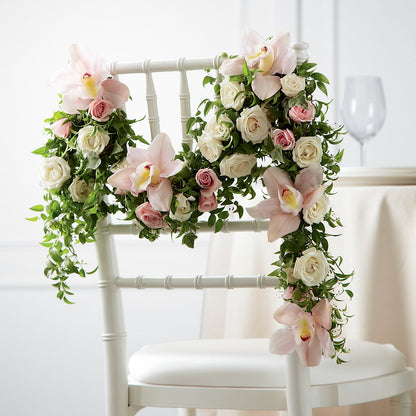 Orchid Rose Chair Décor – BLOOM FLOWERS & EVENT RENTALS, Corona CA