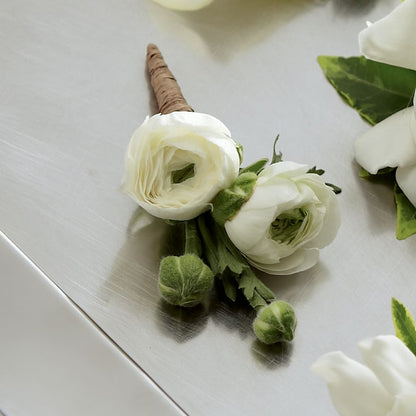 White Ranunculus Boutonniere – BLOOM FLOWERS & EVENT RENTALS, Corona CA